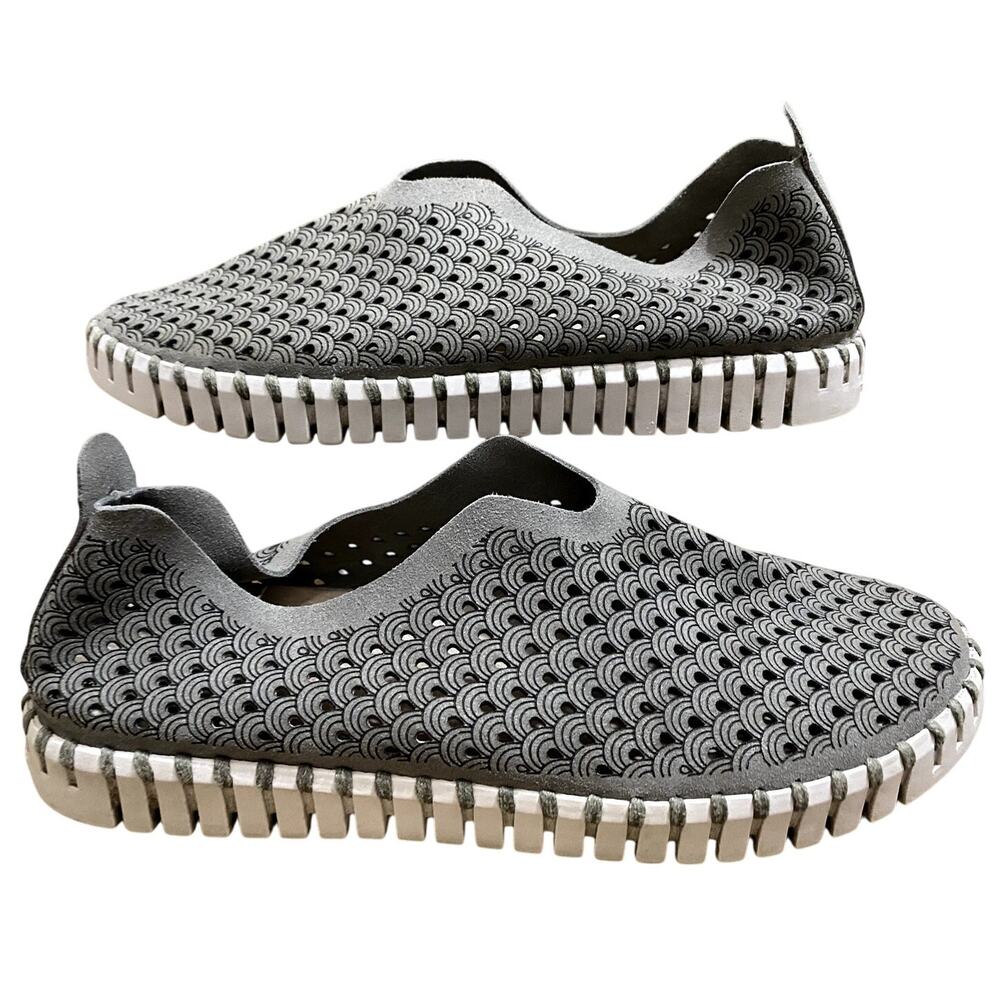 Ilse Jacobsen Hornbæk Tulip 140 Grey Slip On Shoes Women's US 6.5 EUR 37